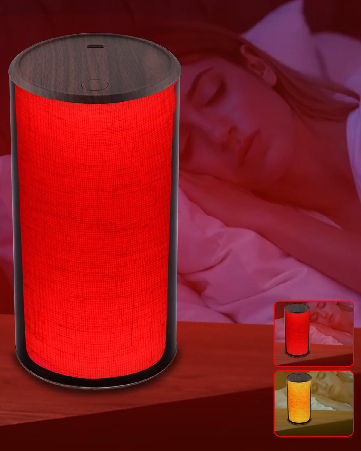 Finezeal vista frontal mostrando luz roja y diseño compacto, ideal para dormitorios
