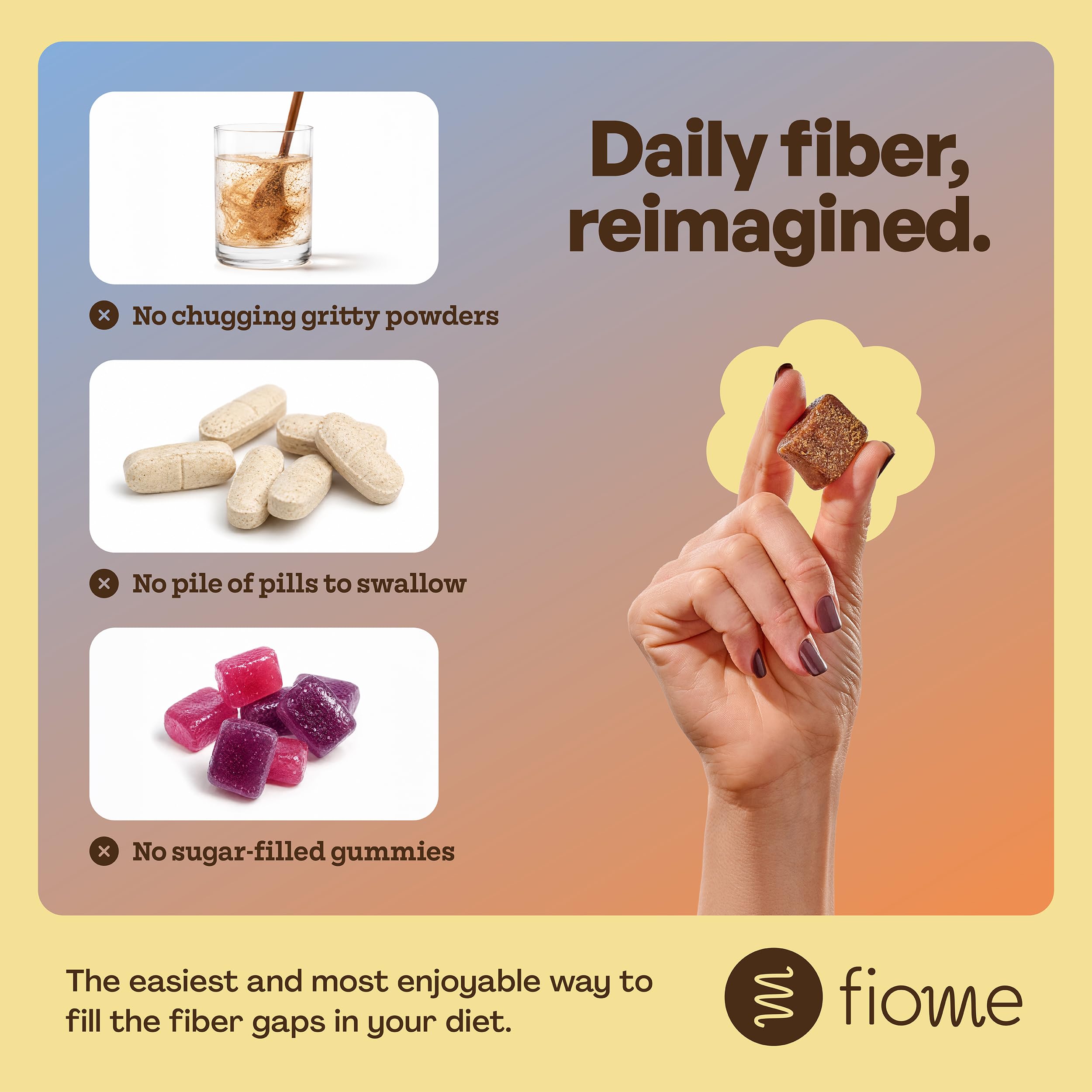 Disposición de ingredientes naturales Fiome, evidencia de fórmula sin aditivos