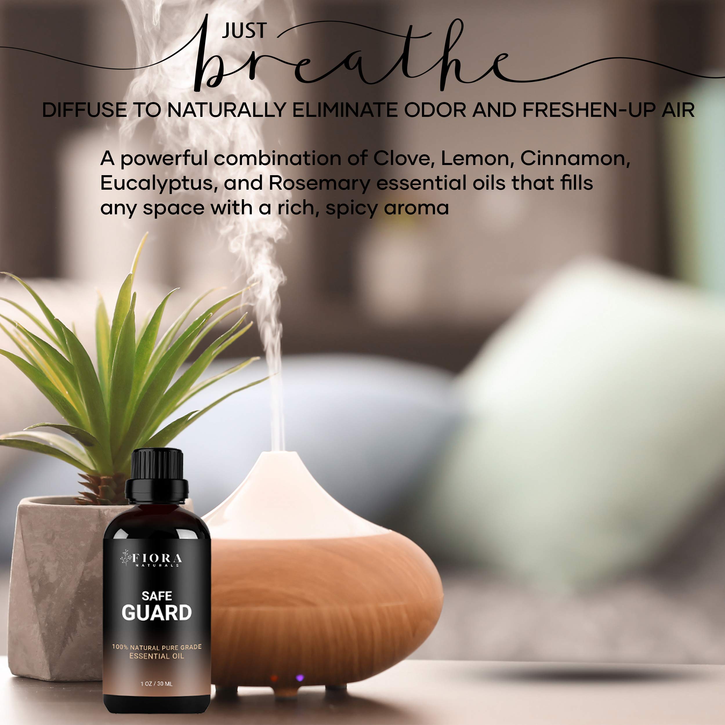 Fiora Naturals aceite en difusor en uso para purificar y aromatizar ambientes