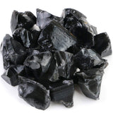 Fireboomoon envase frontal mostrando obsidiana negra cruda y variedad