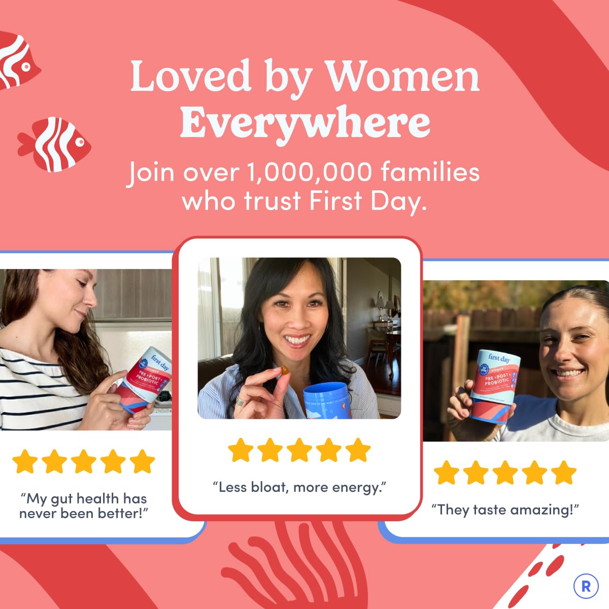 Producto FIRST DAY junto a certificados que sugieren pruebas de pureza y estándares