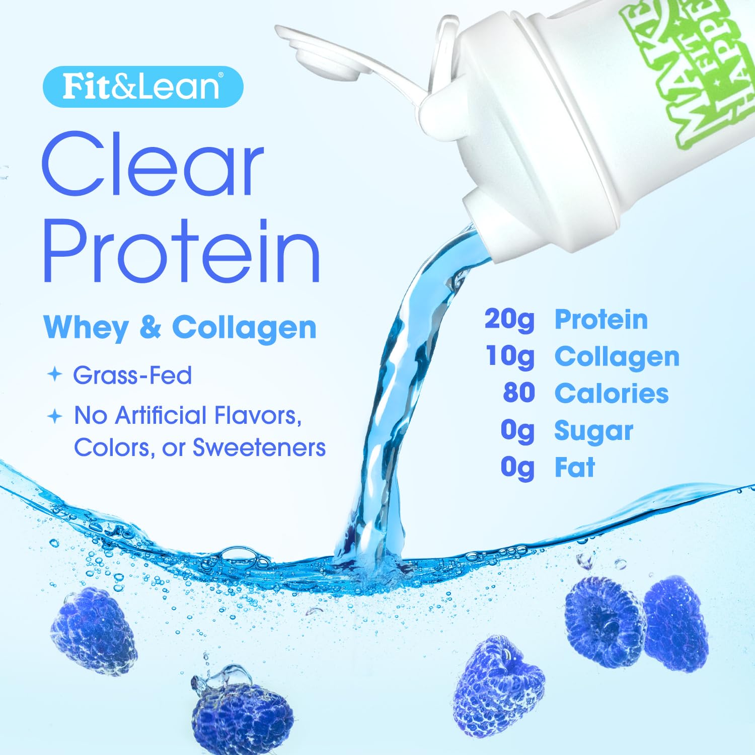 Fit & Lean vaso mezclado blue raspberry listo para beber tras entreno