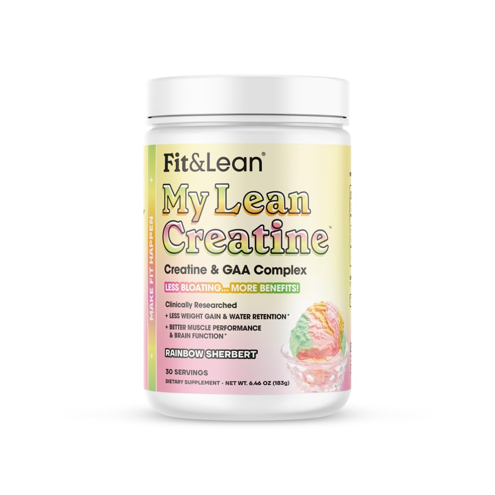 Fit & Lean envase frontal mostrando presentación Rainbow Sherbert y beneficios clave