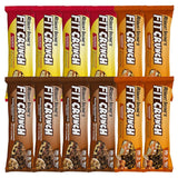 Fit Crunch frontal del pack variedad mostrando 12 barras y beneficio conveniencia