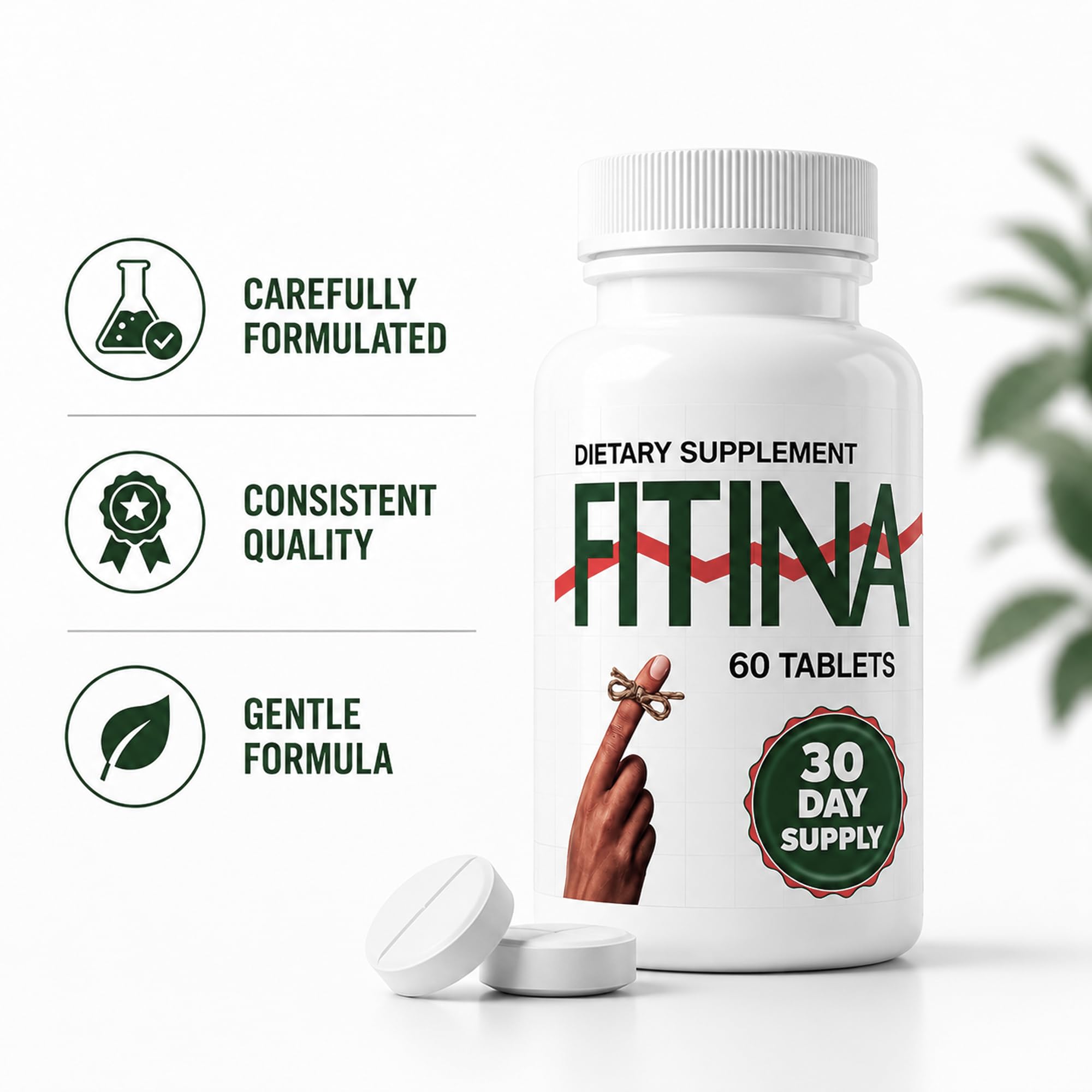 Fitina detalle de tableta mostrando acabado y calidad de formulación