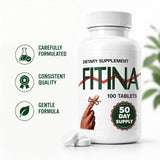 Fitina información nutricional en primer plano mostrando valores por porción y dosis