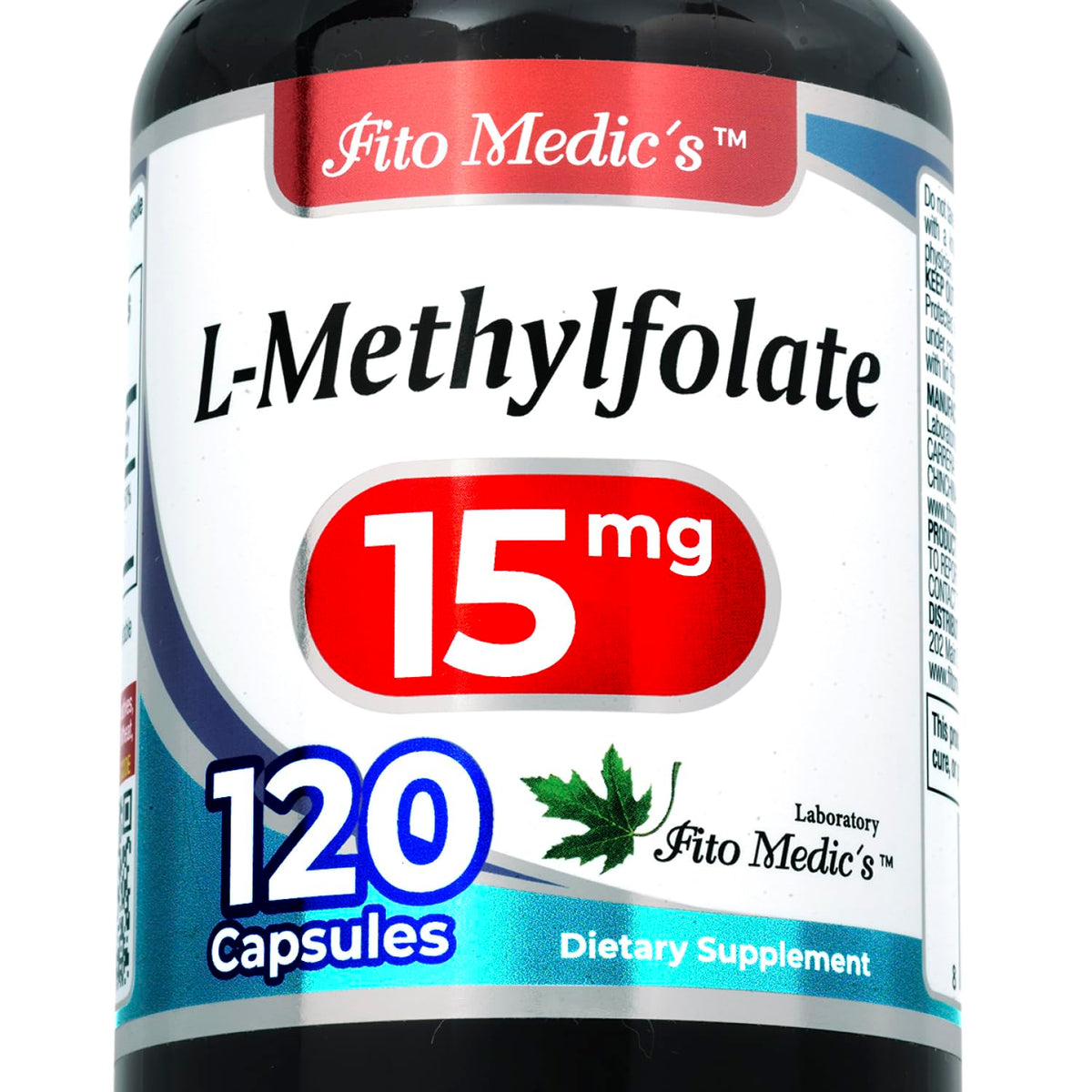 FITO MEDIC'S frasco frontal mostrando etiqueta y cantidad 120 cápsulas, claridad de información