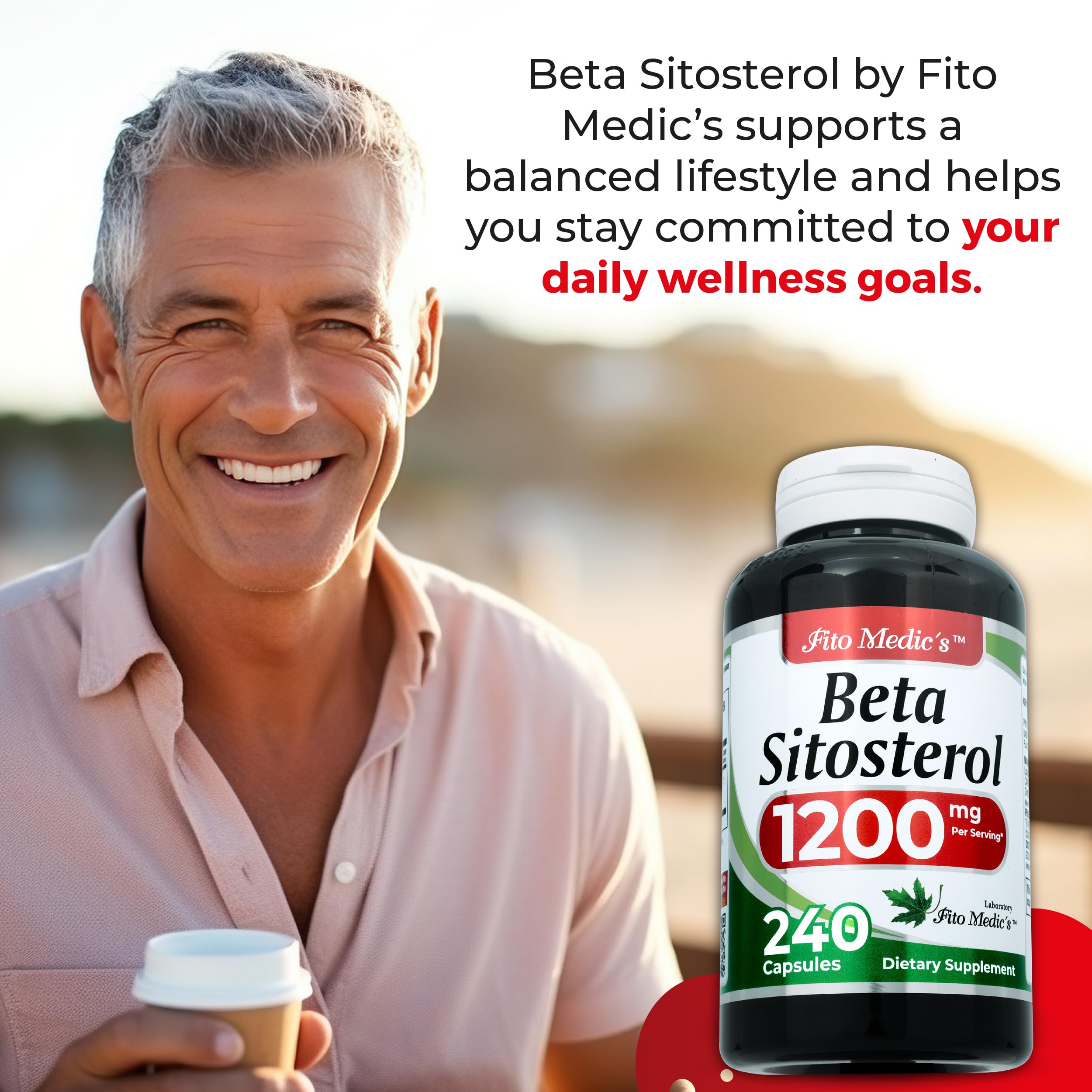 FITO MEDIC'S polvo de beta sitosterol ilustrando concentración y origen vegetal