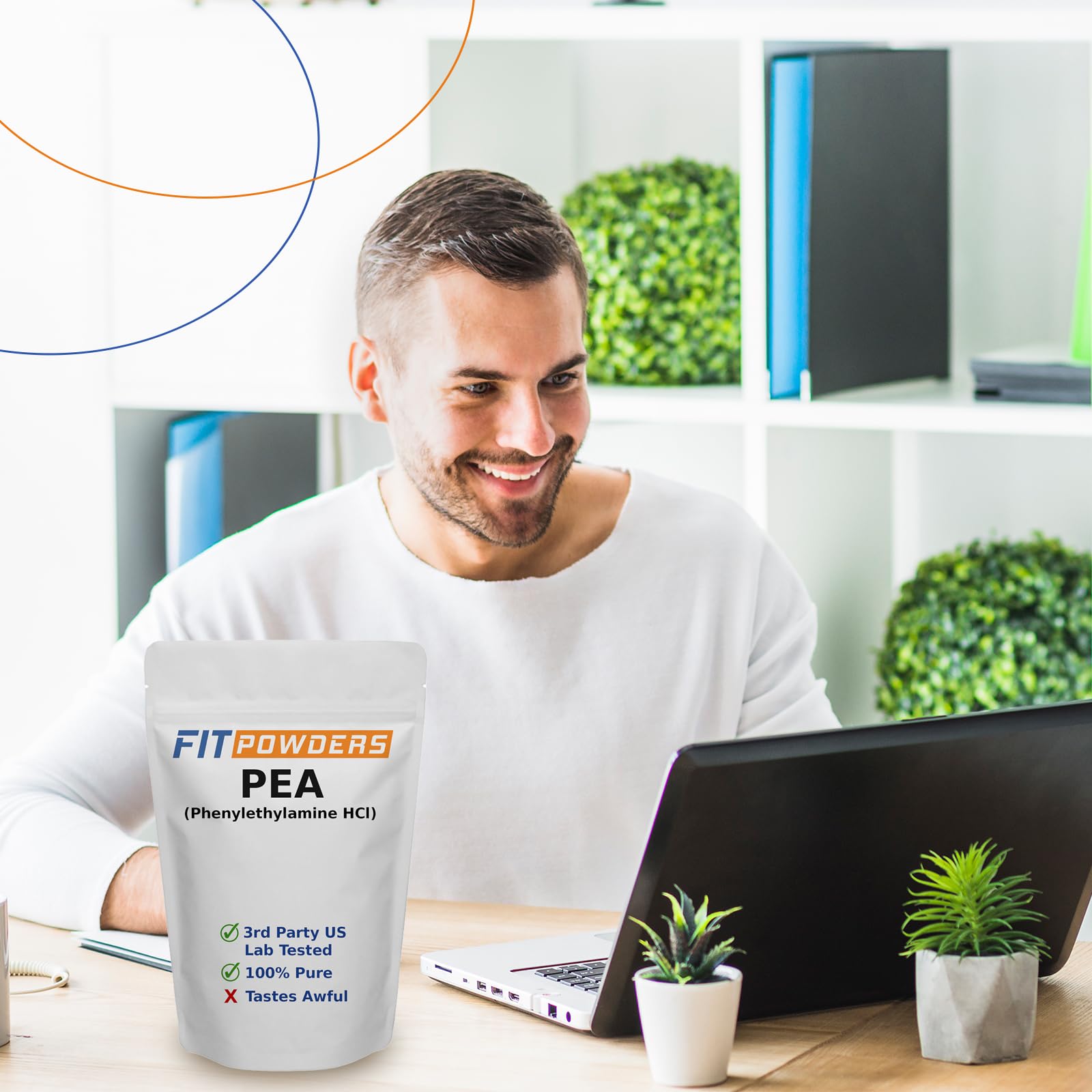 FitPowders cucharilla con polvo ilustrando control de dosis seguro