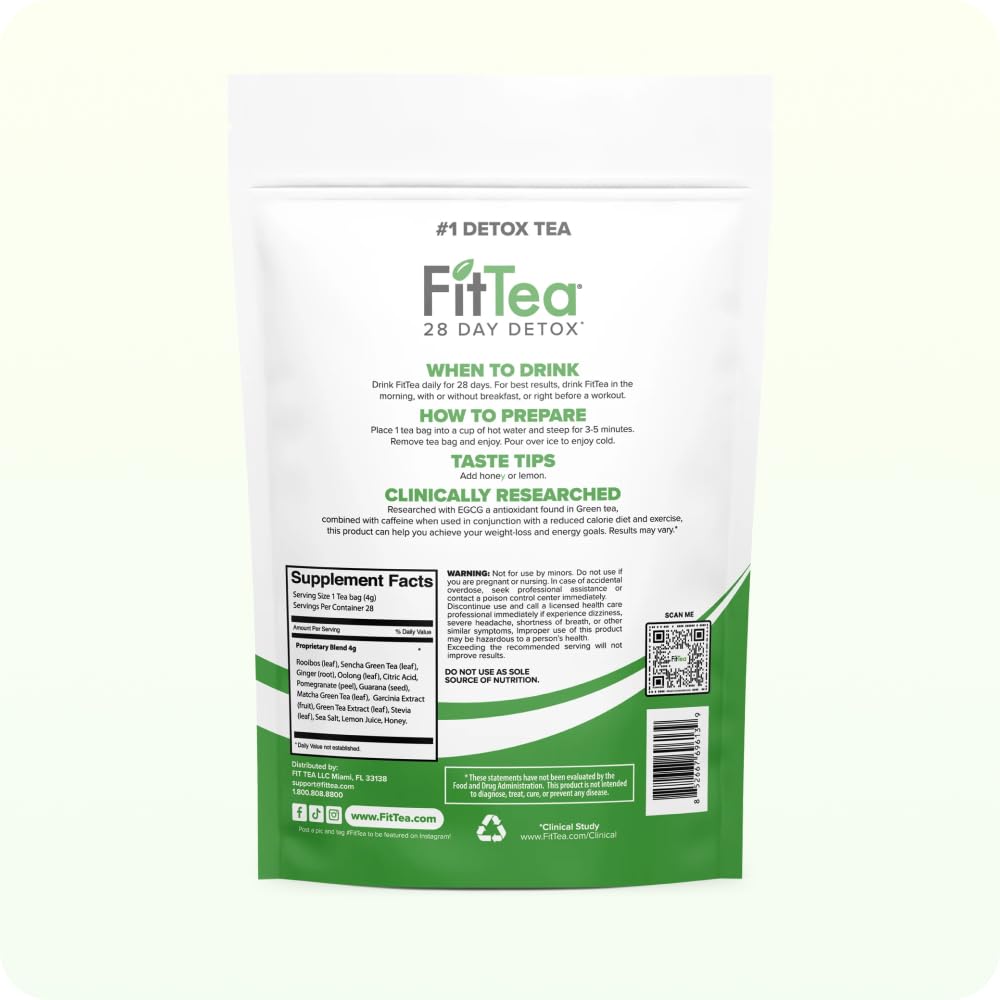 Etiqueta FitTea con lista de ingredientes naturales, transparencia y calidad