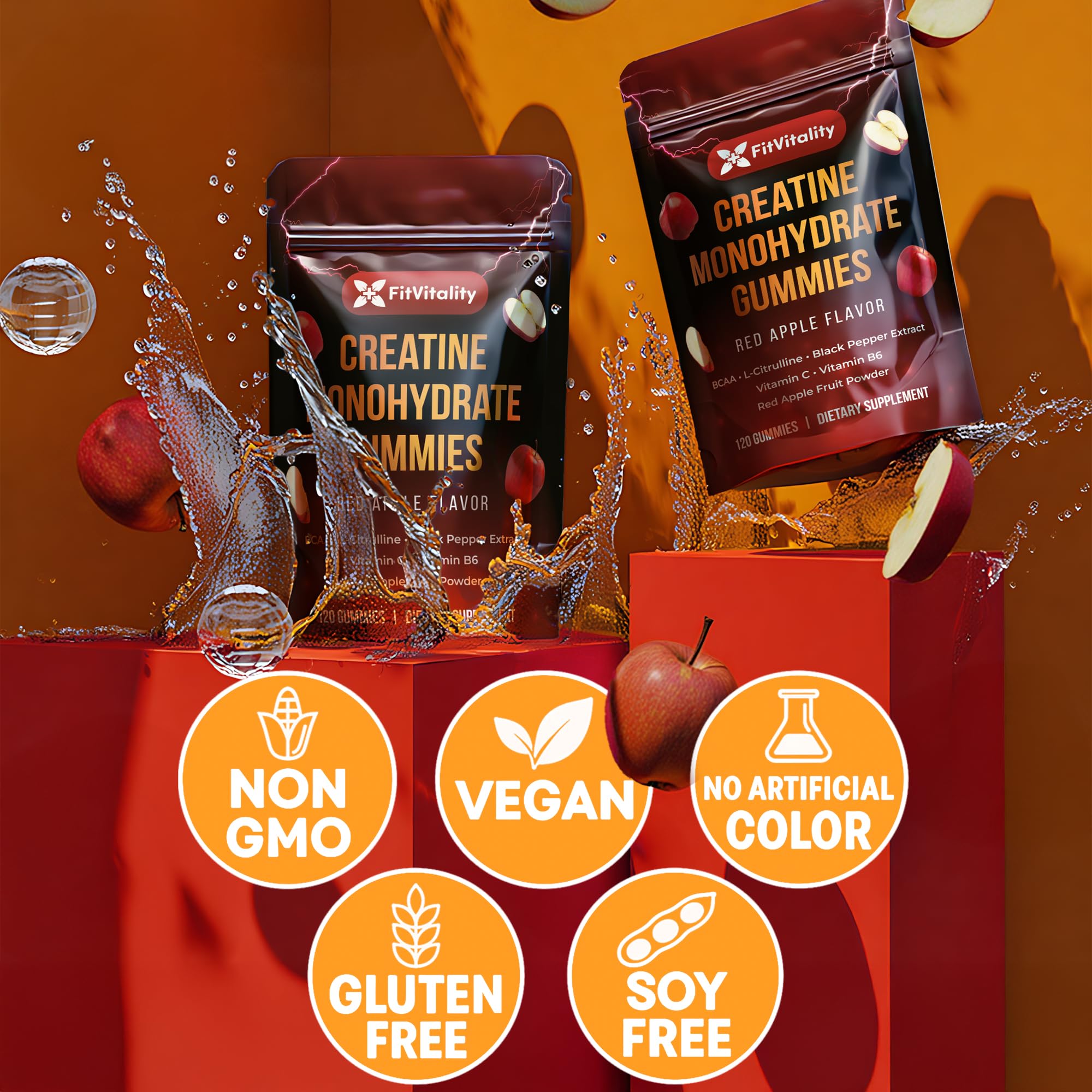 FitVitality etiqueta nutricional resaltando creatina y vitaminas