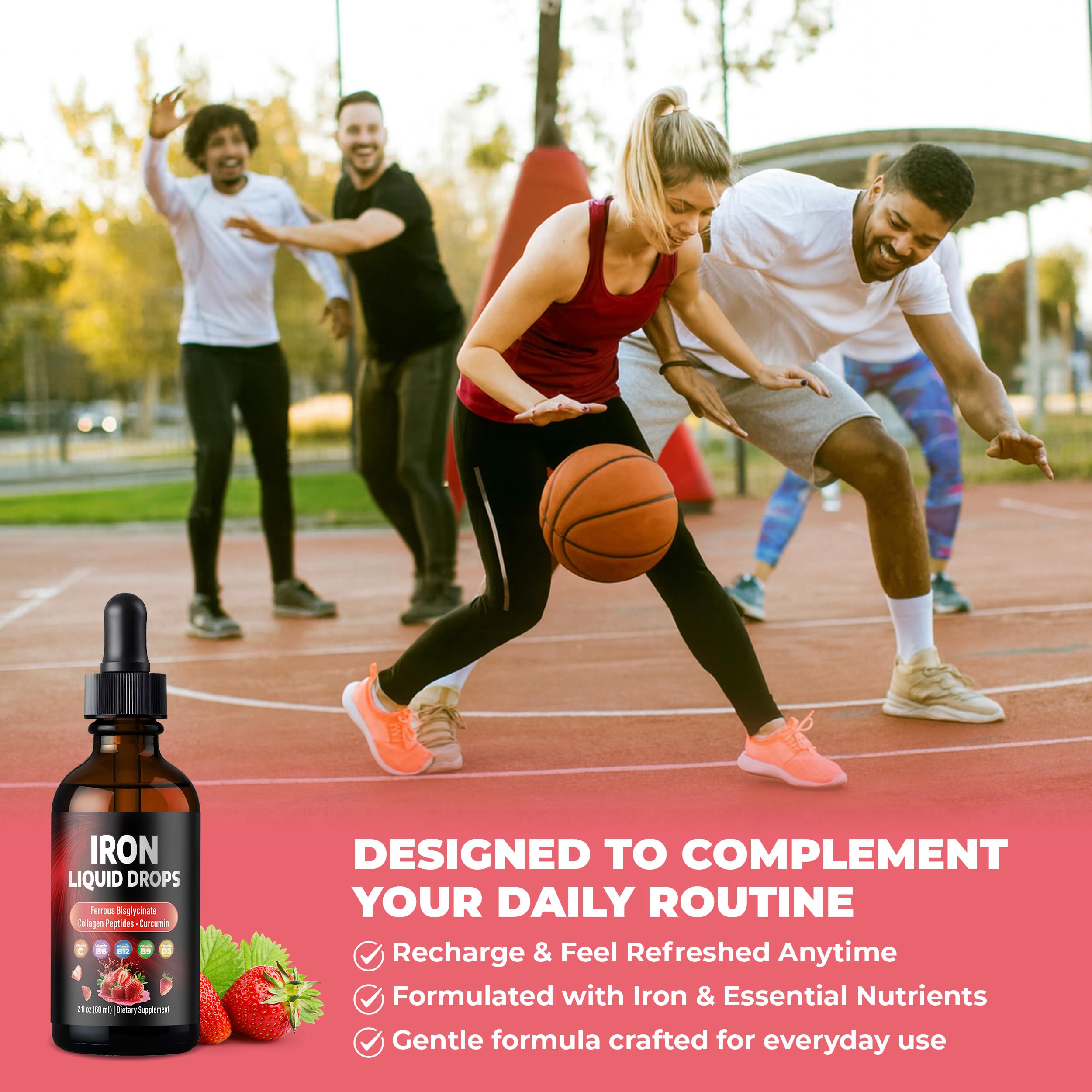 FitVitality fresa natural junto al producto indicando sabor agradable