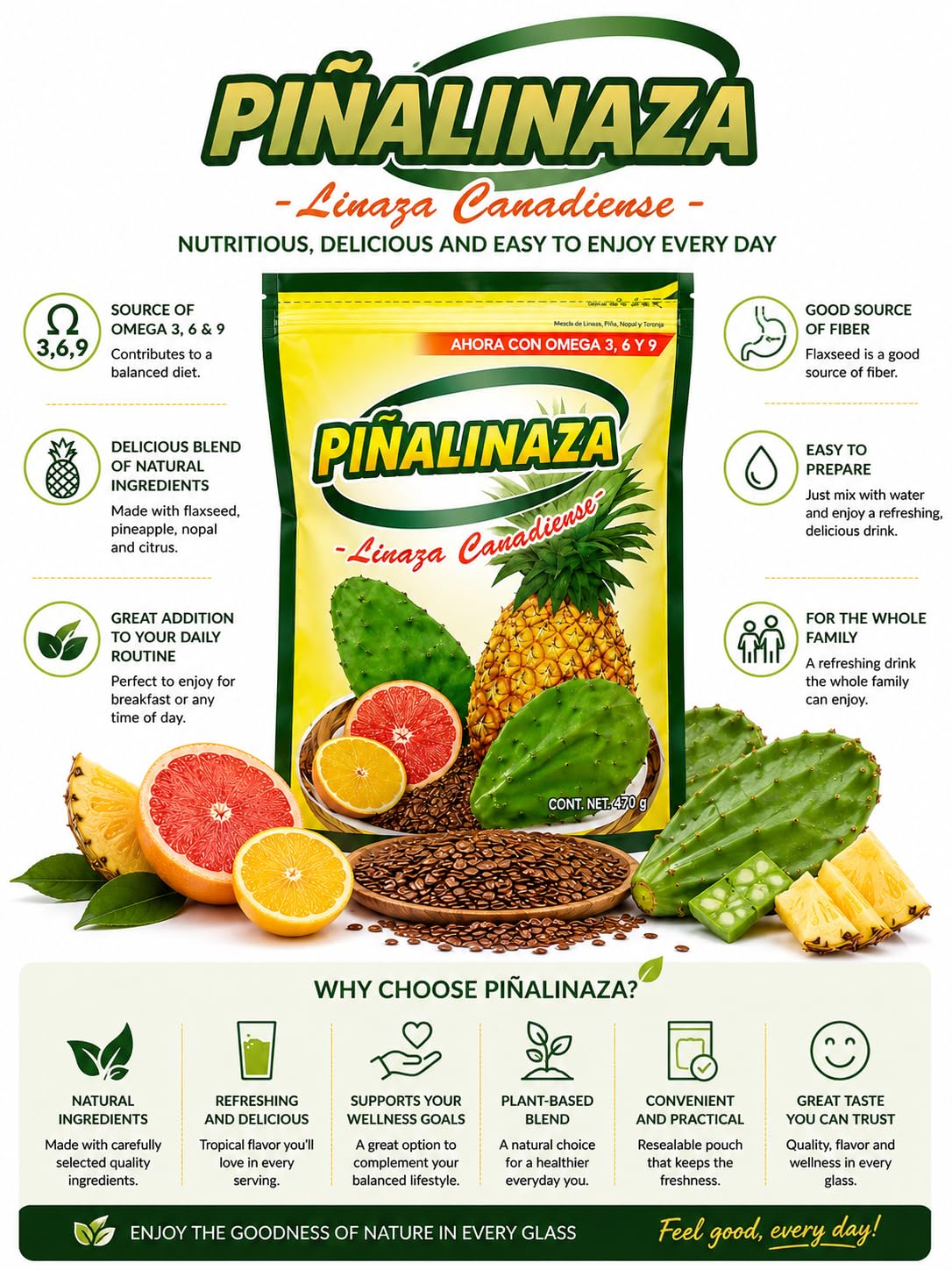 Five Brothers Piñalinaza bolsa resellable abierta conservando frescura y conveniencia