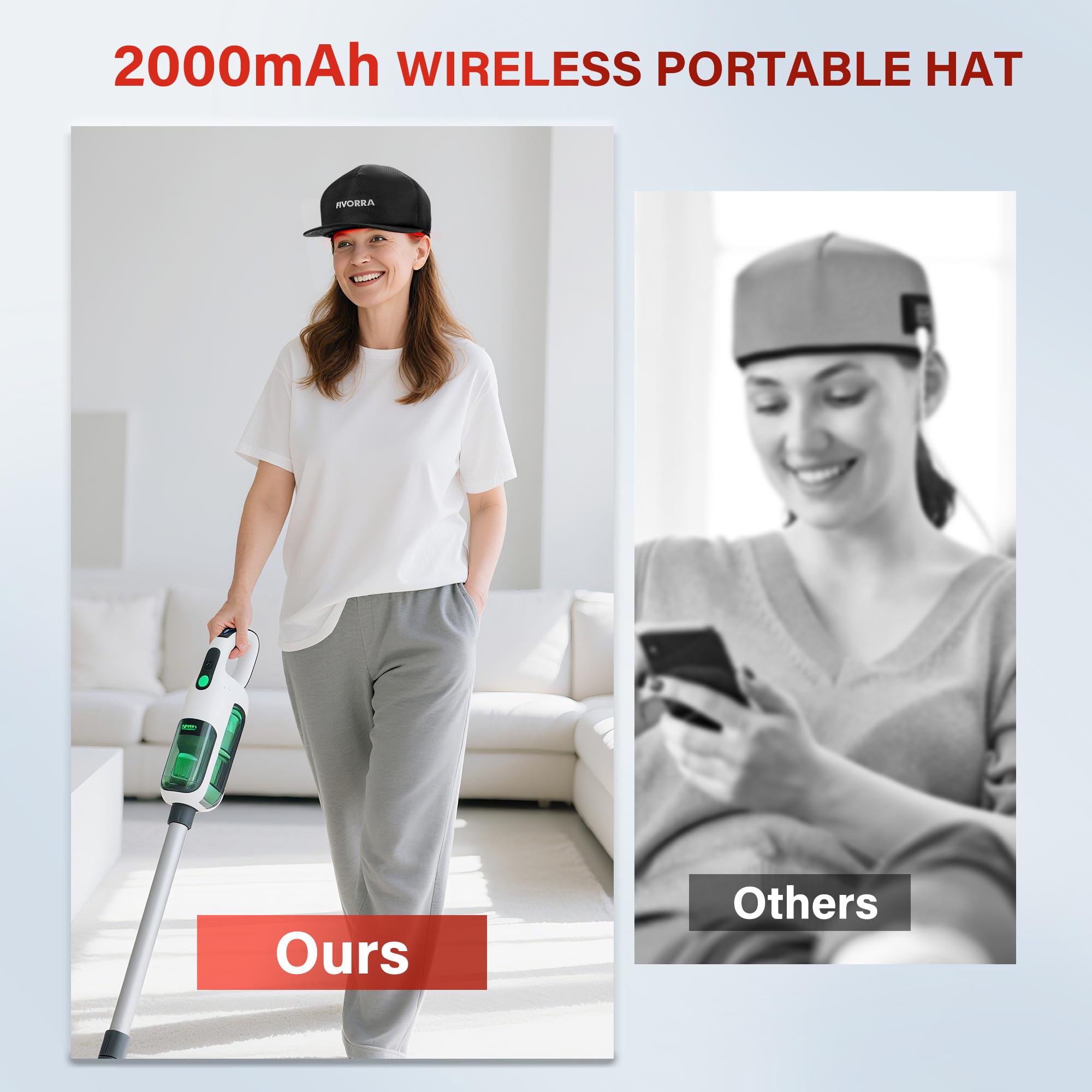 FIVORRA gorra en uso mientras persona se relaja, portabilidad evidente