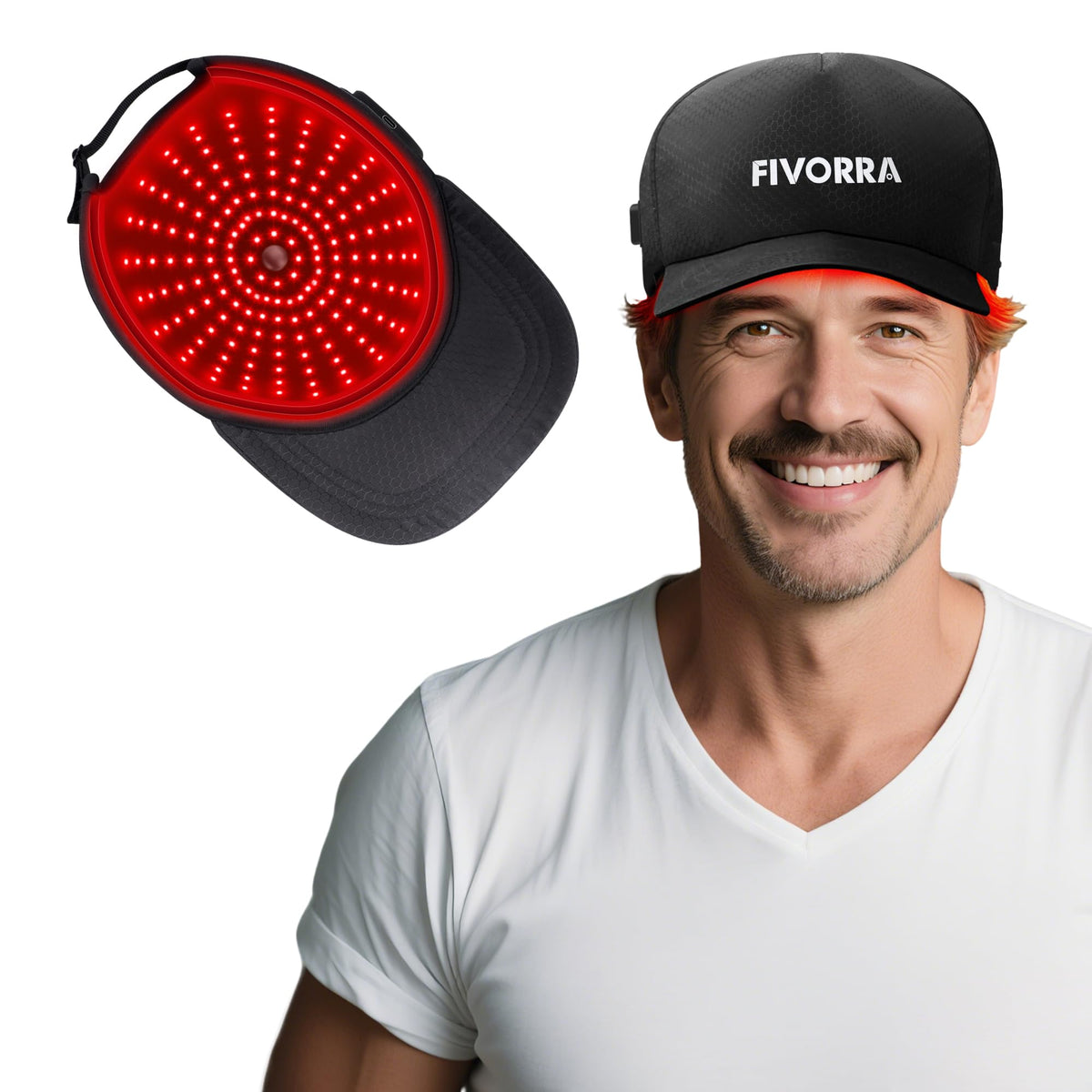 FIVORRA gorra vista frontal mostrando cobertura completa y comodidad
