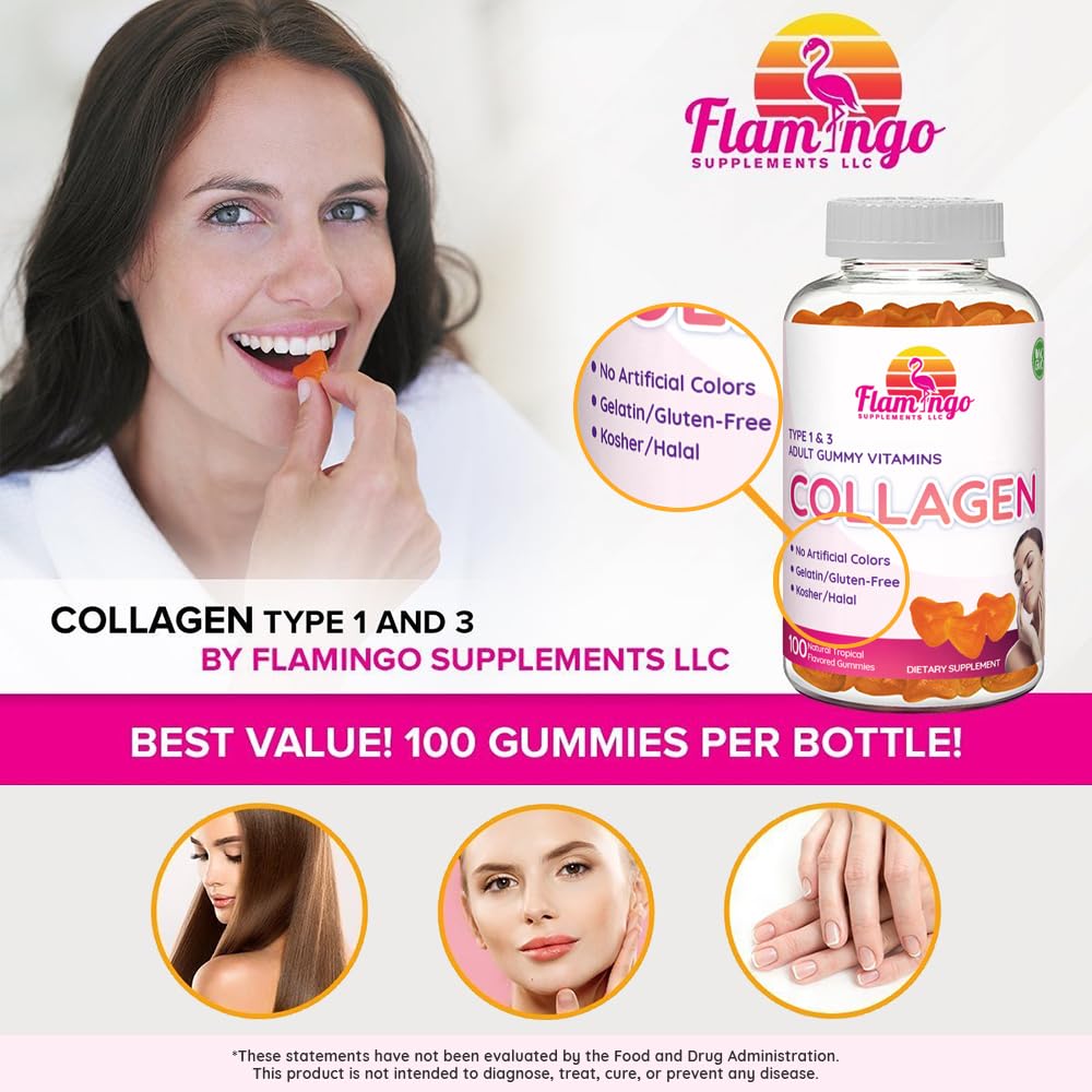Flamingo Supplements detalle de la etiqueta con información de tipos de colágeno