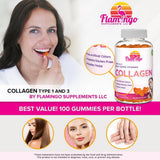 Flamingo Supplements detalle de la etiqueta con información de tipos de colágeno