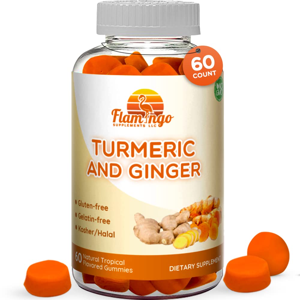 Flamingo Supplements frasco frontal mostrando 60 gominolas y beneficios claros
