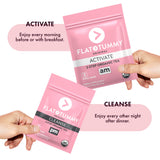 Flat Tummy bolsita del té en primer plano destacando la calidad y mezcla herbal