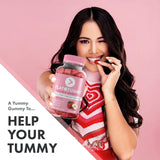 Flat Tummy bote junto a regla para comparar tamaño y dosis