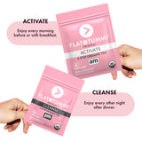 Flat Tummy detalle de hojas secas que revela ingredientes naturales