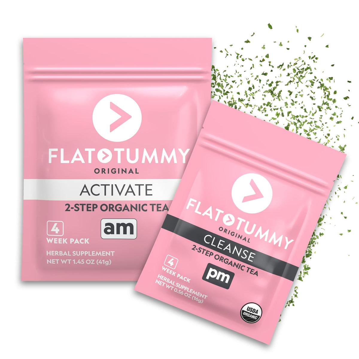 Flat Tummy frasco frontal mostrando el embalaje y facilidad de uso