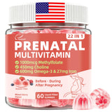 Fleamart frasco frontal de gomitas prenatales con información clara y beneficio de conveniencia