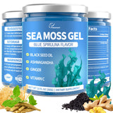 Fleamart gel sea moss frente mostrando envase y beneficios nutricionales