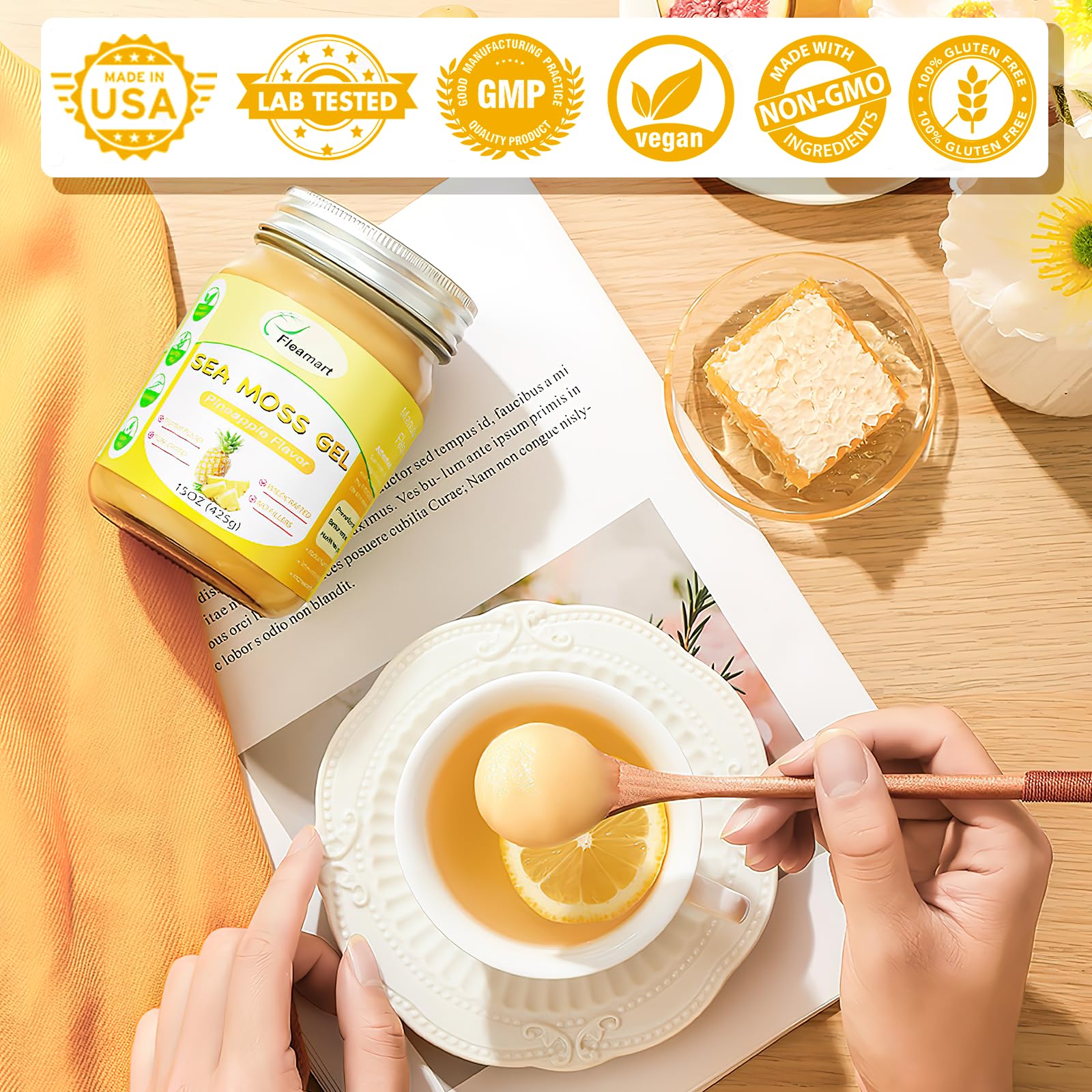 Fleamart gel textura cercana mostrando consistencia gelatinosa y fácil mezcla