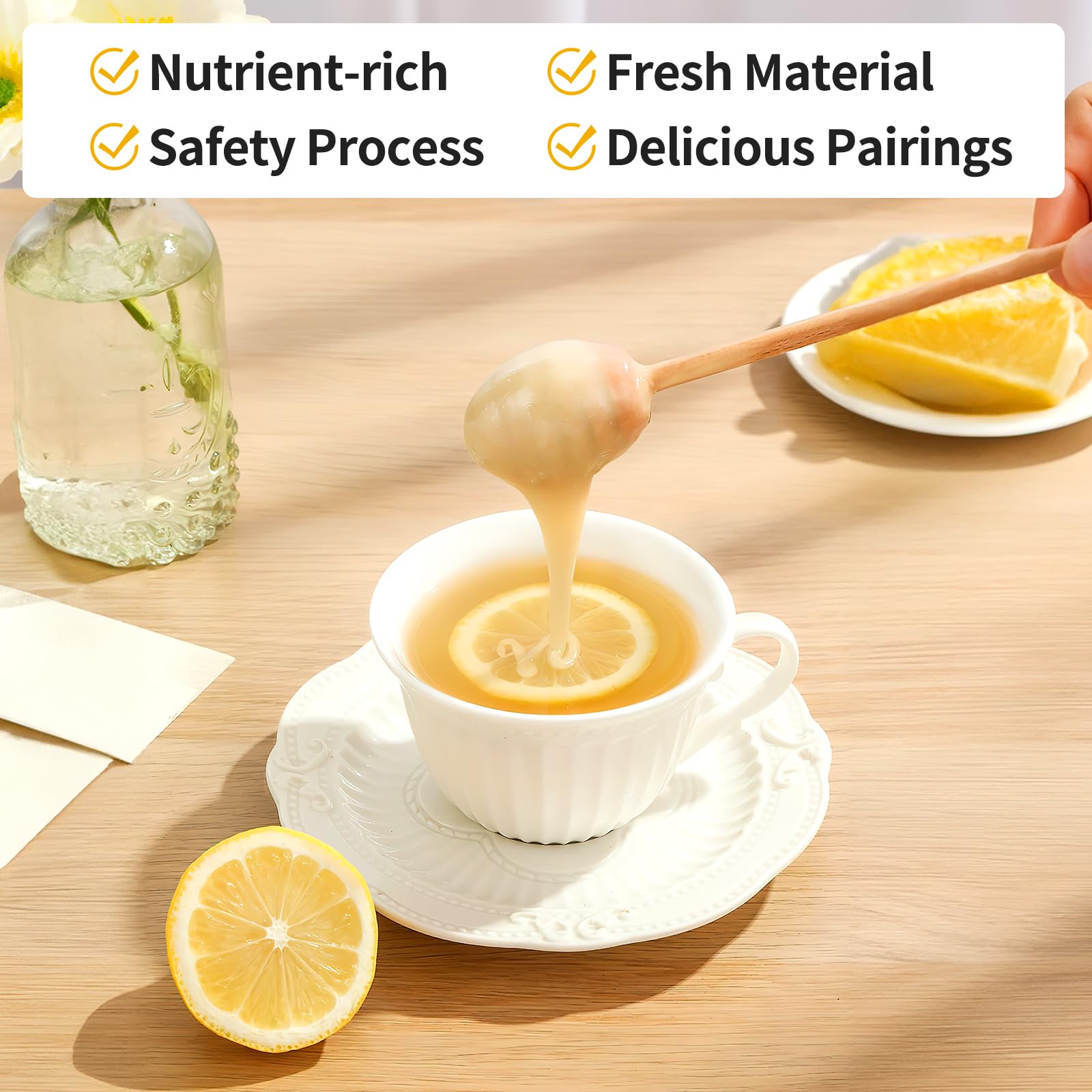 Fleamart gel en batido de frutas demostrando uso práctico y sabor piña