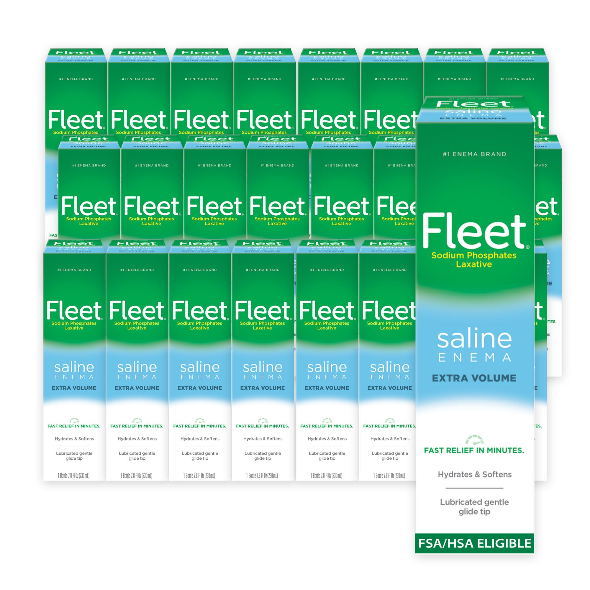Fleet frontal del envase mostrando el diseño y beneficio de alivio rápido