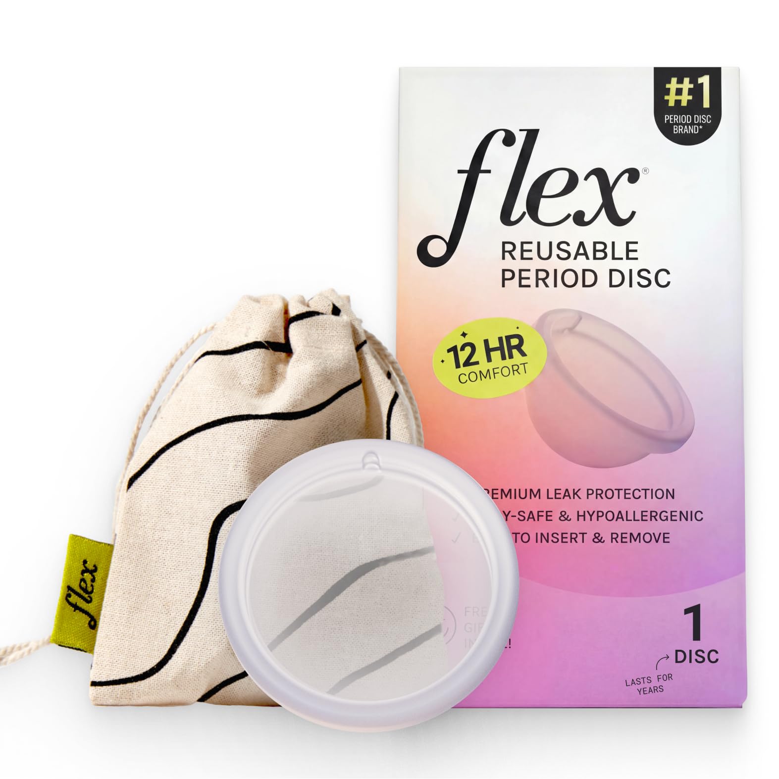 Flex disco menstrual frontal mostrando forma y borde para comodidad
