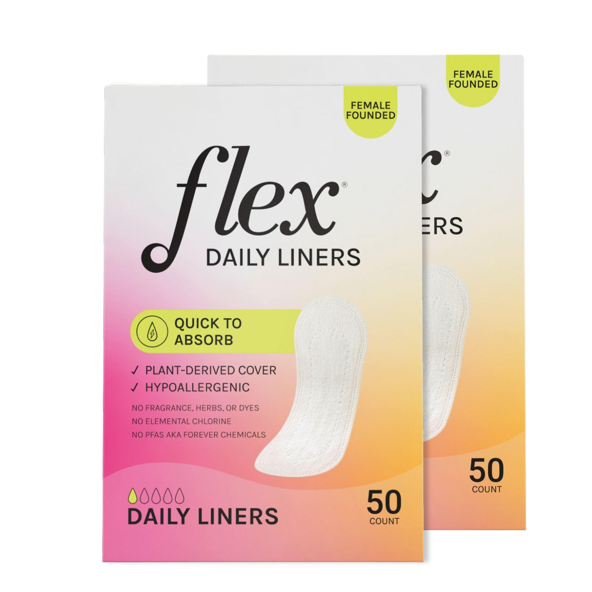FLEX packaging frontal mostrando los protectores y la comodidad diaria