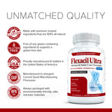 Flexacil Ultra cápsulas dispuestas resaltando fácil ingesta y calidad