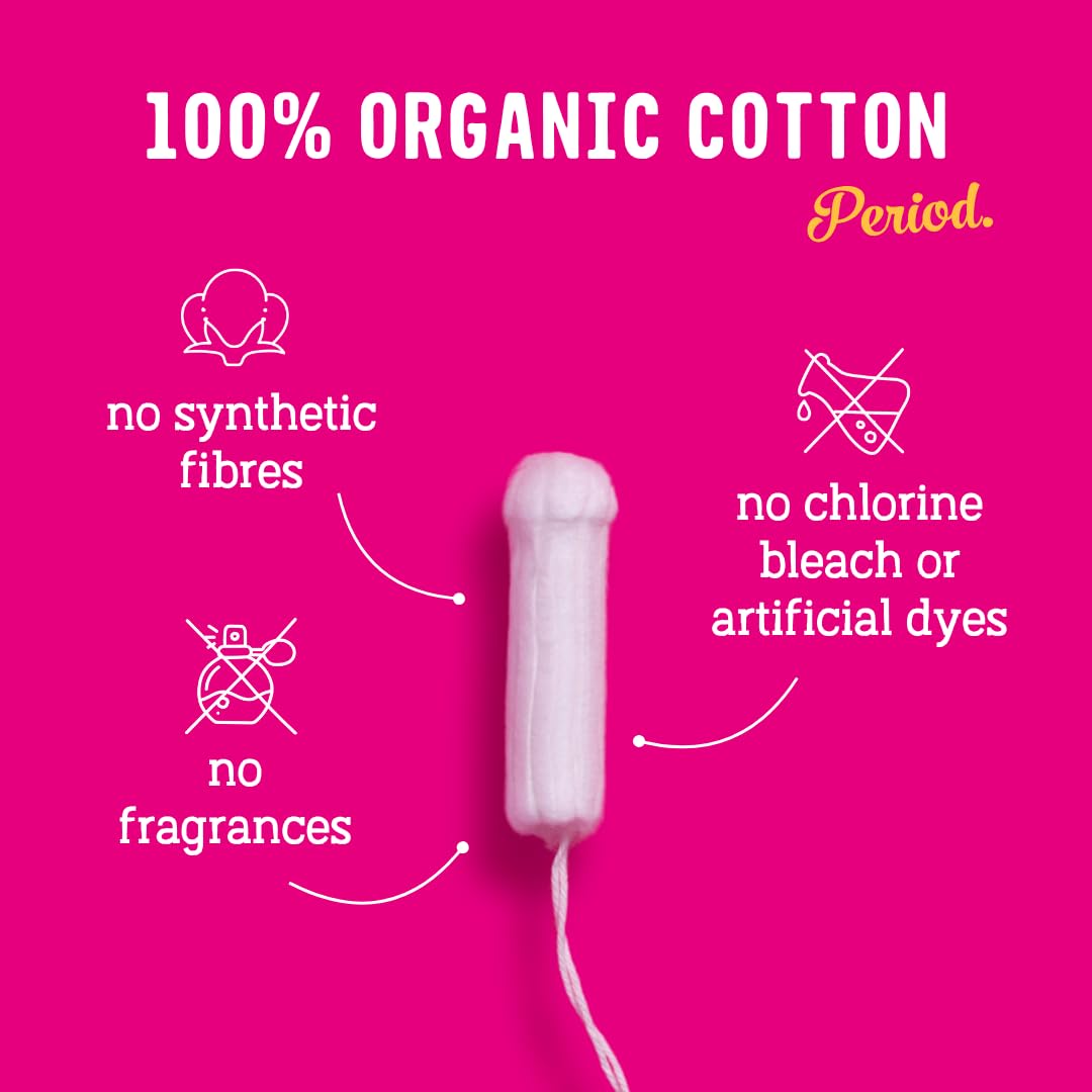 FLO tampon textura de algodón orgánico, tacto suave que cuida