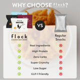 Flock etiqueta con ingredientes simples y beneficios nutricionales claros