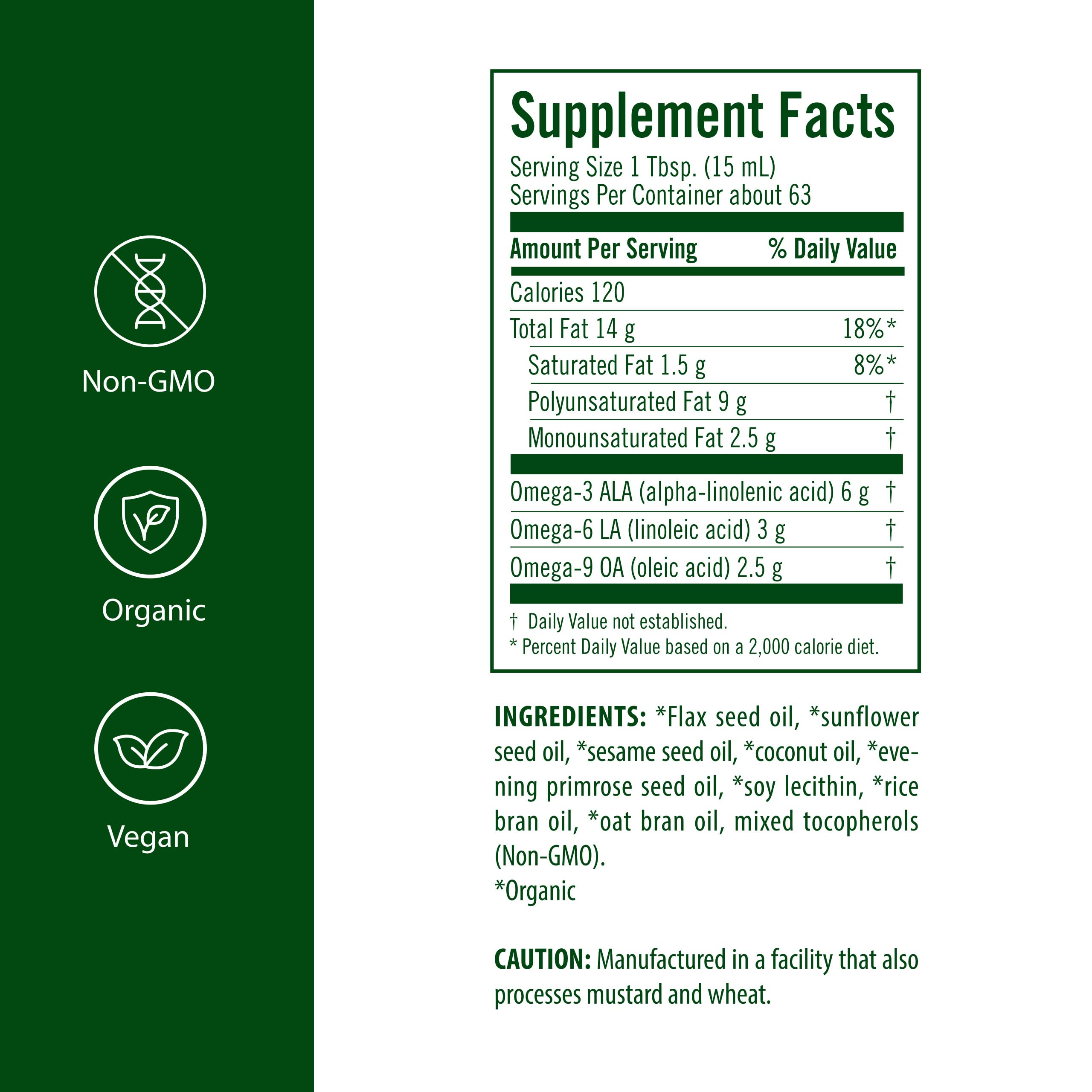 Flora detalle de etiqueta con ingredientes orgánicos y beneficios