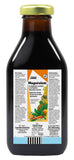 Floradix botella junto a piña y mango ilustrando sabor natural y agradable
