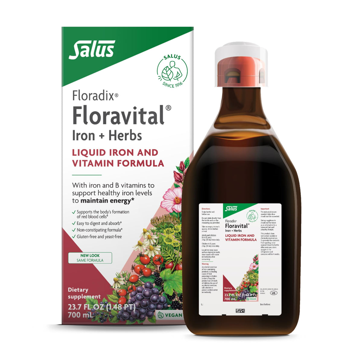 Floradix envase frontal mostrando la marca y beneficios - suplementación clara