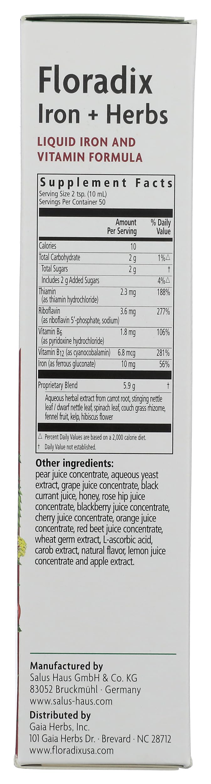 Floradix ingredientes con jugos y hierbas resaltando sabor natural