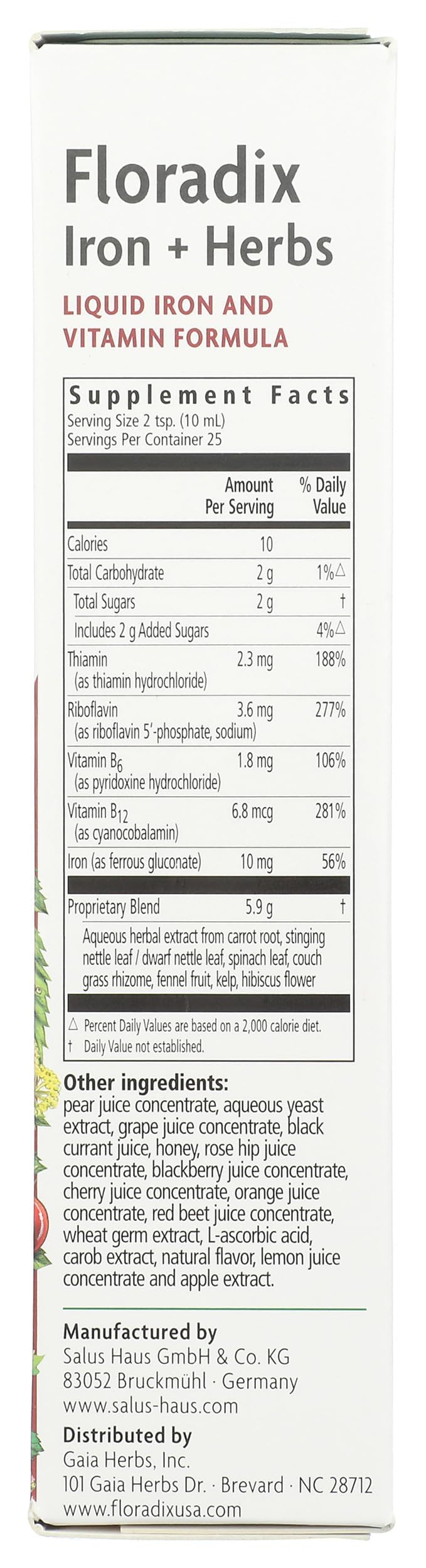 Floradix vertiéndose en un vaso, demostrando toma sencilla y sabor afrutado