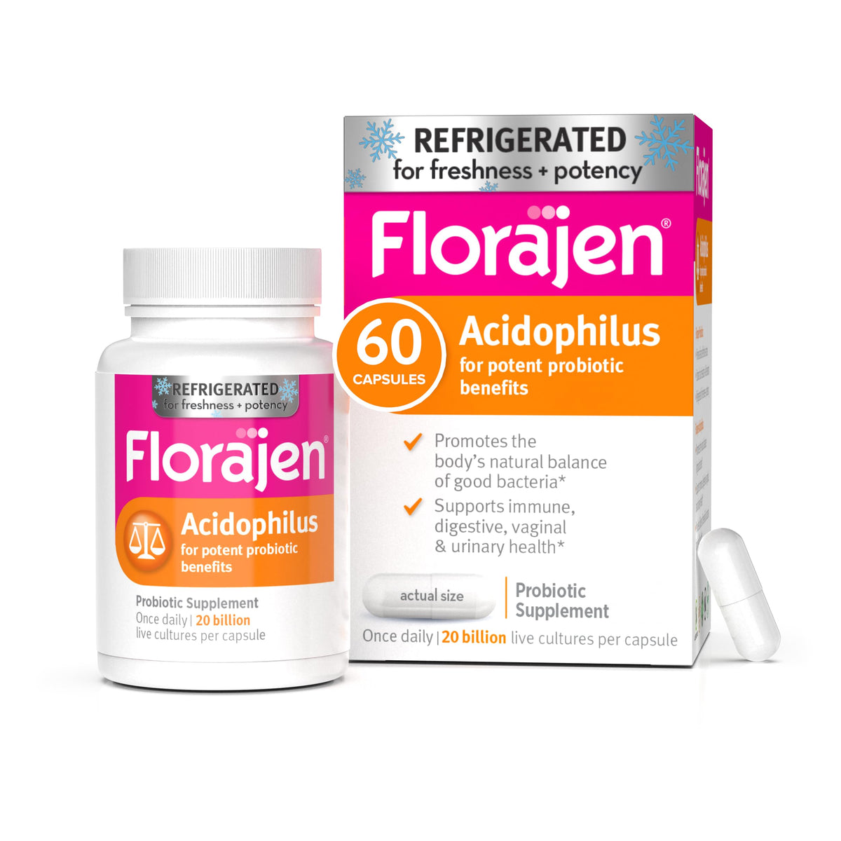 Florajen frente del empaque mostrando producto y beneficio de potencia