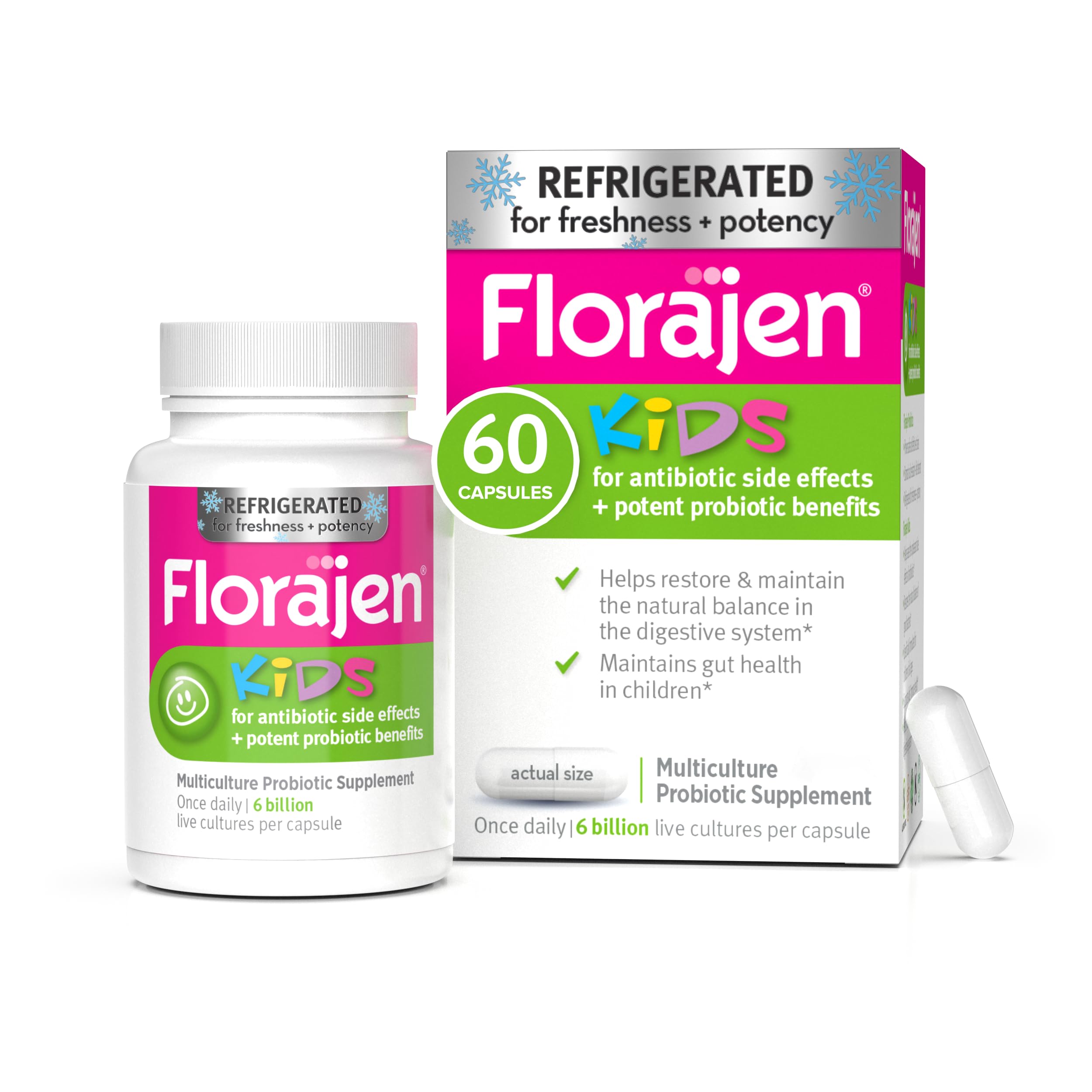 Florajen frente del empaque mostrando cápsulas y beneficios claros