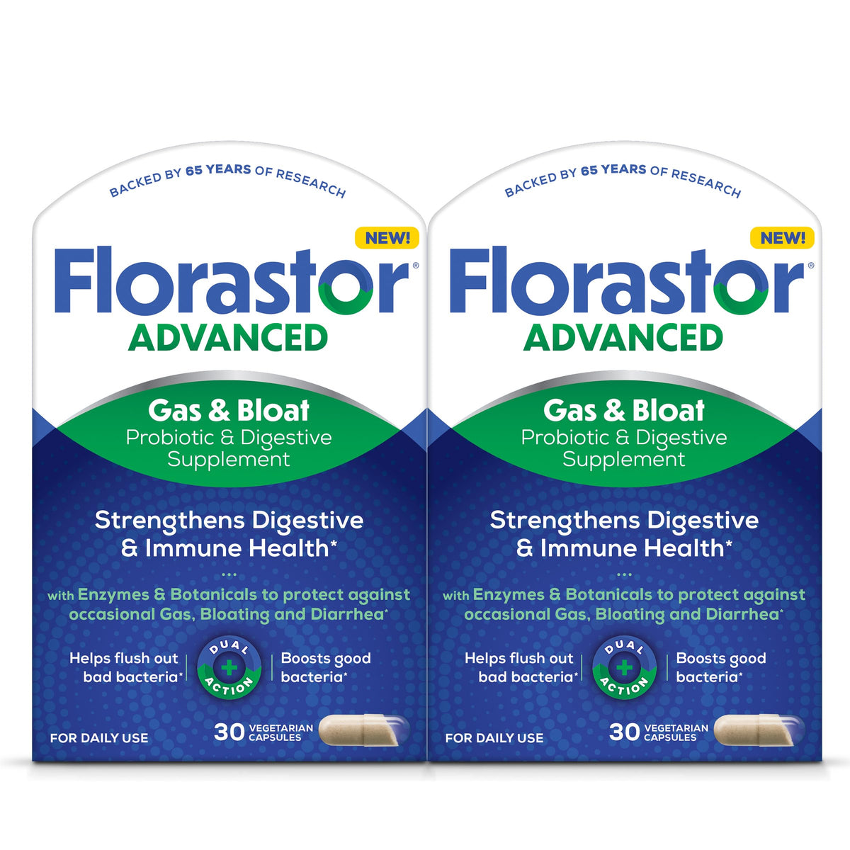 Florastor frasco frontal mostrando el envase y beneficios visibles