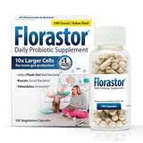 Florastor envase frontal mostrando cápsulas y beneficios de equilibrio intestinal