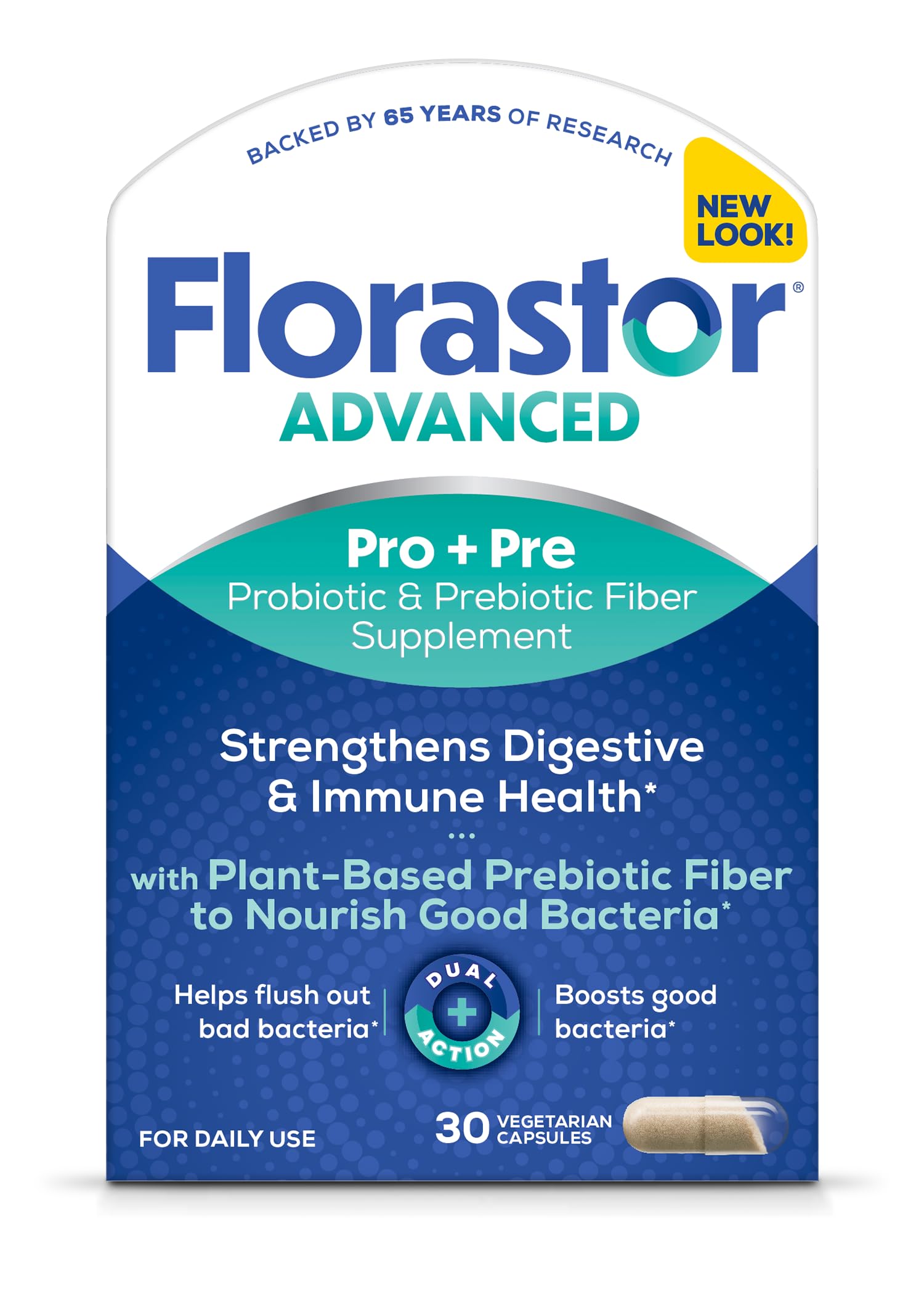 Florastor frontal empaque mostrando cápsulas y beneficios