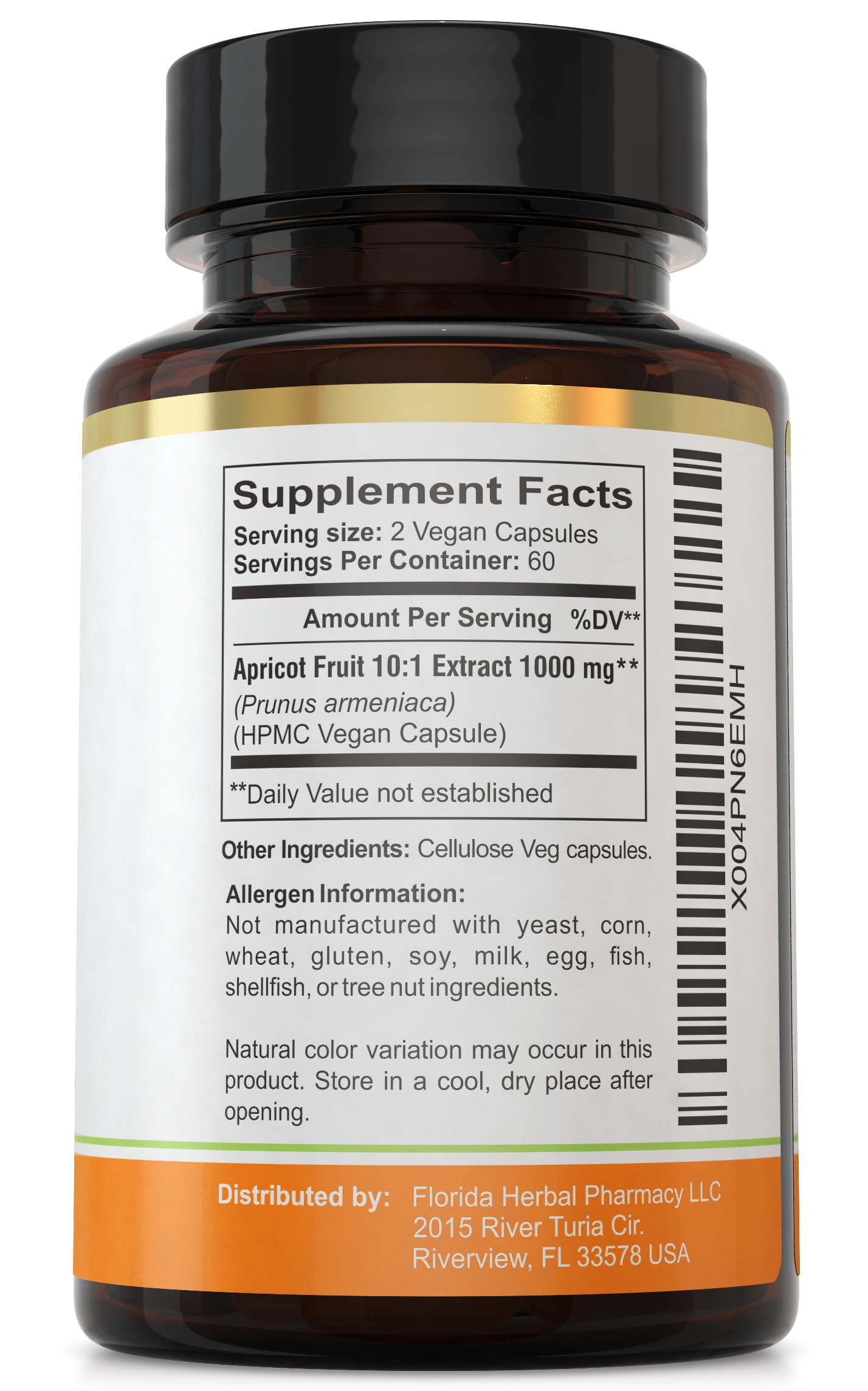 Florida Herbal Pharmacy cápsulas en mano para mostrar tamaño práctico