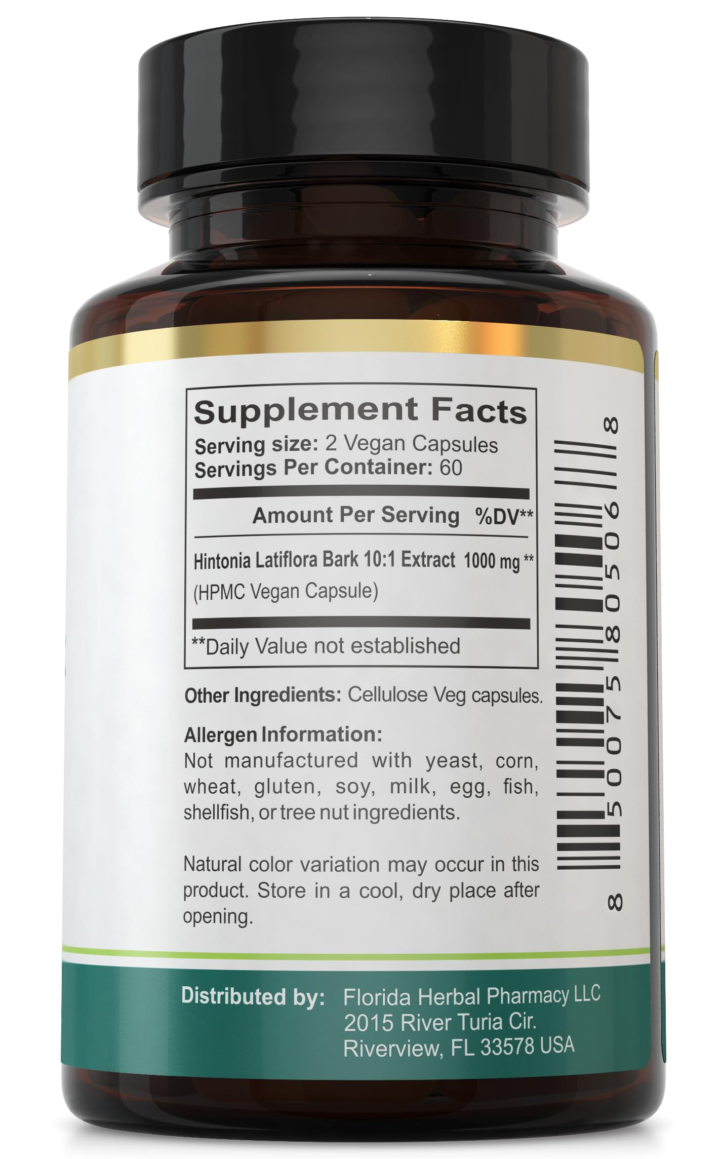Florida Herbal Pharmacy cápsula en mano para una dosificación cómoda