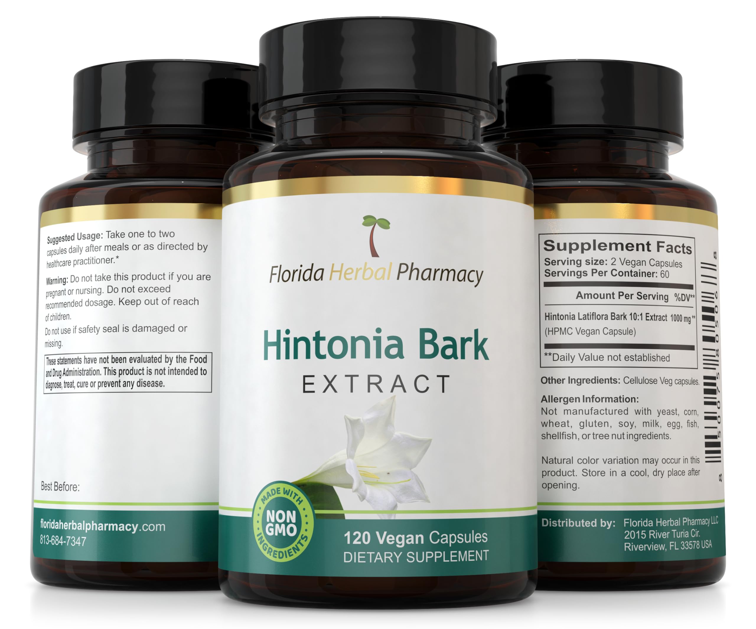 Florida Herbal Pharmacy frasco junto a regla mostrando tamaño y cantidad