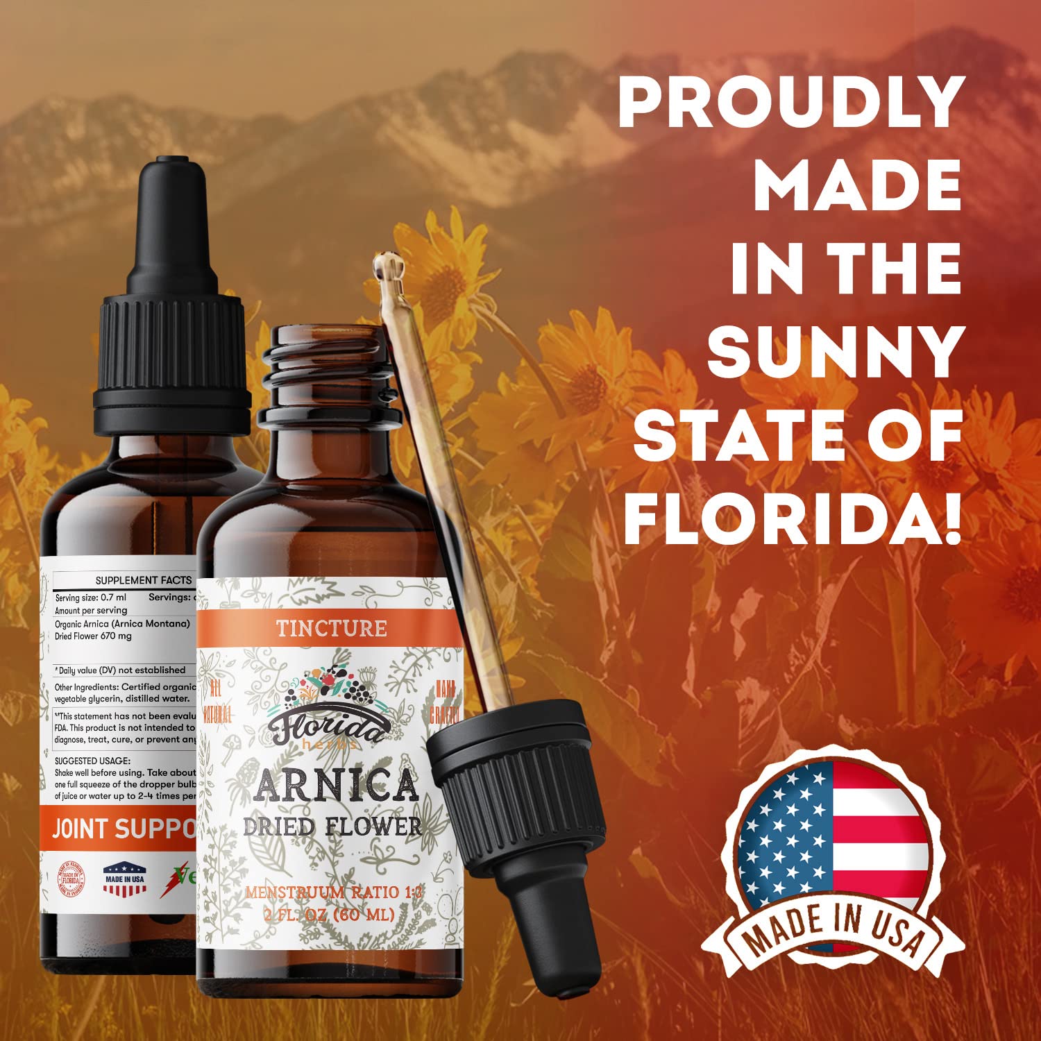 FLORIDA HERBS comparación tamaño 60 ml al lado de objetos cotidianos, portable